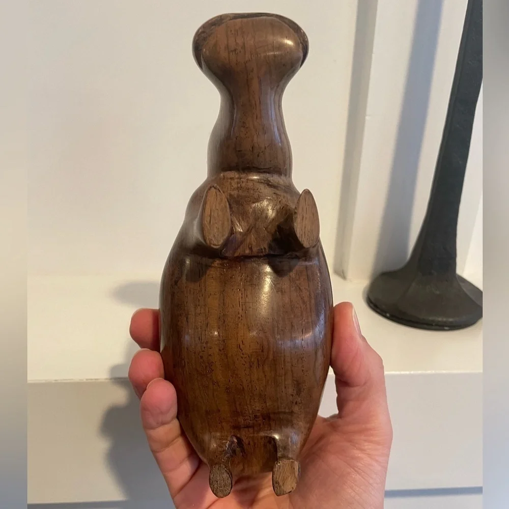 Hand Carved Wood African Hippopotamus Decor Object